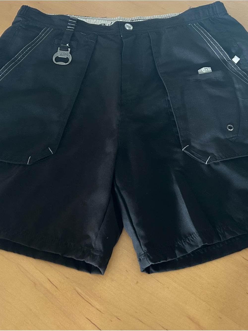 Salt Life Men's Black Cargo Swim Shorts with Utility Pockets